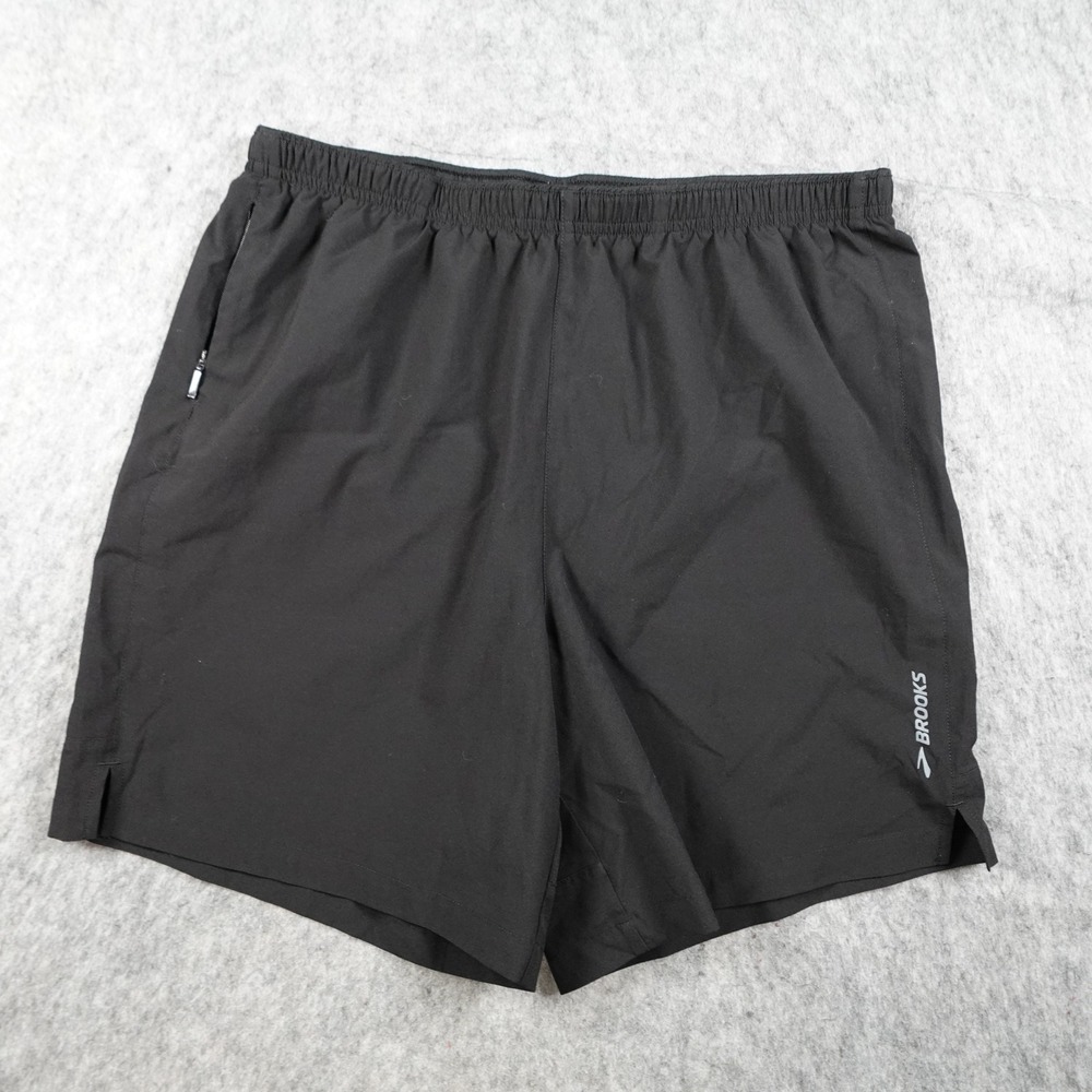 Brooks Shorts Men Medium Black Go To 7" Running Athletic Gym Workout Performance